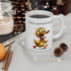 Mug personnalisable personnalisé Canard qui court avec son prénom ou texte pour enfant et adulte