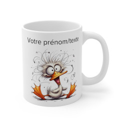 Mug personnalisable personnalisé Canard étourdis avec son prénom ou texte pour enfant et adulte