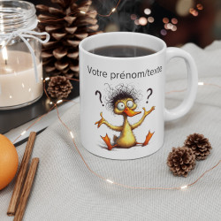 Mug personnalisable personnalisé Canard qui se pose des questions avec son prénom ou texte pour enfant et adulte
