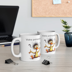 Mug personnalisable personnalisé Canard qui se pose des questions avec son prénom ou texte pour enfant et adulte