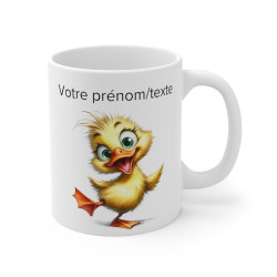 Mug personnalisable personnalisé Canard Heureux avec son prénom ou texte pour enfant et adulte