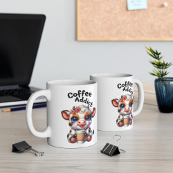 Mug Vache coffee addict Idée cadeau anniversaire humour drôle amusant pour enfant et adulte