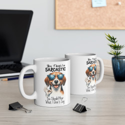 Mug Chien Sarcastic lunette de soleil Idée cadeau anniversaire humour drôle amusant pour enfant et adulte