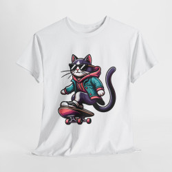 Tee shirt Chat Skateboard pour Homme et Femme