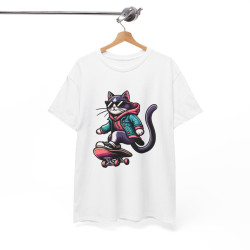 Tee shirt Chat Skateboard pour Homme et Femme