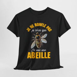Tee shirt Noir Abeille Apiculteur Dormeur Rêve Idée cadeau humour drôle amusant pour Homme et Femme