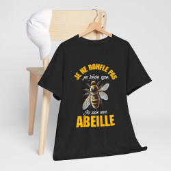 Tee shirt Noir Abeille Apiculteur Dormeur Rêve Idée cadeau humour drôle amusant pour Homme et Femme