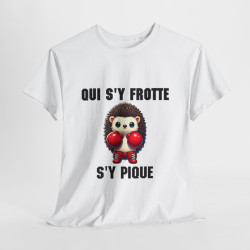 Tee-Shirt Hérisson Boxeur Idée cadeau humour drôle animal animaux Blanc-Gris - Homme et Femme