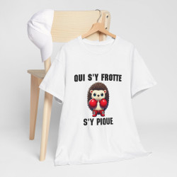 Tee-Shirt Hérisson Boxeur Idée cadeau humour drôle animal animaux Blanc-Gris - Homme et Femme
