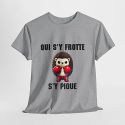 Tee-Shirt Hérisson Boxeur Idée cadeau humour drôle animal animaux Blanc-Gris - Homme et Femme