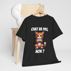 Tee-Shirt Chat va pas, Non ? idée cadeau humour drôle amusant fun  animal Roux pour homme et femme