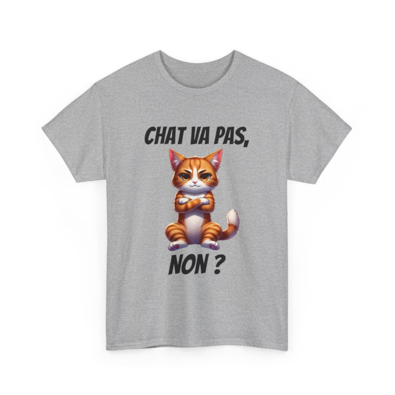 Tee-Shirt Chat va pas, Non ? idée cadeau humour drôle amusant fun animaux animal Roux pour Homme et Femme