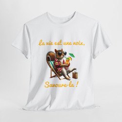 Tee-Shirt La Vie est une Noix, Savoure-la ! Écureuil animal animaux idée cadeau humour drôle pour homme et femme