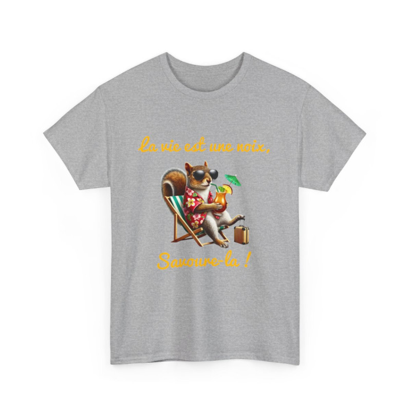 Tee-Shirt La Vie est une Noix, Savoure-la ! Écureuil animal animaux idée cadeau humour drôle pour homme et femme