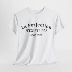 Tee Shirt La Perfection n'Existe Pas Sauf Moi idée cadeau humour drôle amusant pour homme et femme