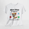 Tee Shirt Mon Chat M'appelle, Il Faut que J'y aille idée cadeau humour animal drôle pour homme et femme