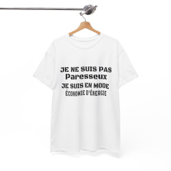 Tee-Shirt Homme Mode Économie d'Énergie - Pas Paresseux idée cadeau humour drole