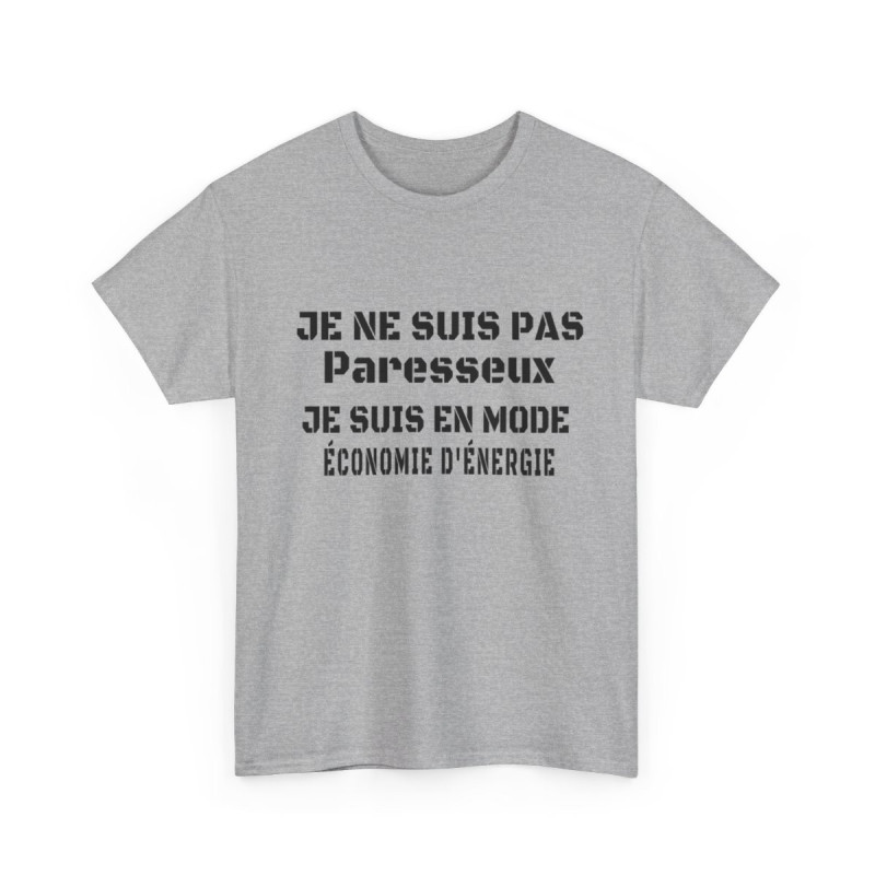 Tee-Shirt Homme Mode Économie d'Énergie - Pas Paresseux idée cadeau humour drole