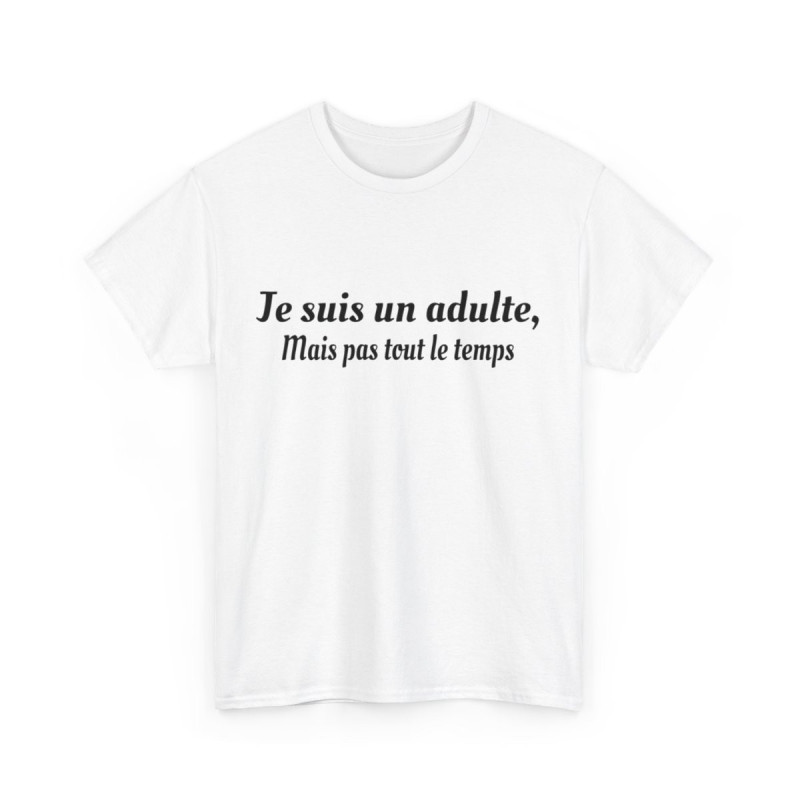 Tee-Shirt Je Suis Un Adulte Mais Pas Tout le Temps idée cadeau humour drole pour homme et femme