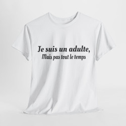 Tee-Shirt Je Suis Un Adulte Mais Pas Tout le Temps idée cadeau humour drole pour homme et femme