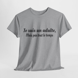 Tee-Shirt Je Suis Un Adulte Mais Pas Tout le Temps idée cadeau humour drole pour homme et femme