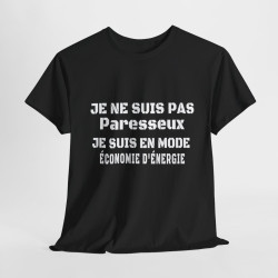Tee Shirt Noir Homme Mode Économie d'Énergie - Pas Paresseux idée cadeau humour drole