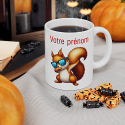 Mug Personnalisable Prénom Texte animal animaux  Écureuil Qui Dab pour enfant et adulte