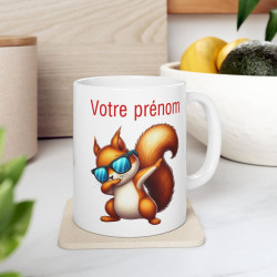 Mug Personnalisable Prénom Texte animal animaux  Écureuil Qui Dab pour enfant et adulte