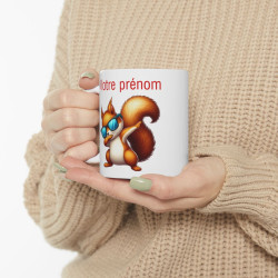Mug Personnalisable Prénom Texte animal animaux  Écureuil Qui Dab pour enfant et adulte
