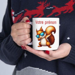 Mug Personnalisable Prénom Texte animal animaux  Écureuil Qui Dab pour enfant et adulte