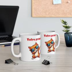 Mug Tasse Personnalisable Prénom Texte animal animaux Chat Qui Dab pour enfant et adulte