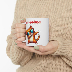 Mug Tasse Personnalisable Prénom Texte animal animaux Chat Qui Dab pour enfant et adulte