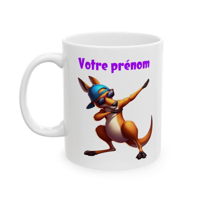 Mug Personnalisable Prénom Texte animal Kangourou Qui Dab enfant/adulte