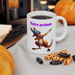 Mug Personnalisable Prénom Texte animal Kangourou Qui Dab enfant/adulte