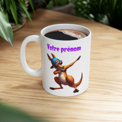Mug Personnalisable Prénom Texte animal Kangourou Qui Dab enfant/adulte