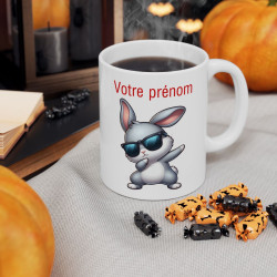 Mug Personnalisable Personnalisé Prénom Texte animal animaux  Lapin Qui Dab pour enfant et adulte
