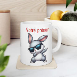 Mug Personnalisable Personnalisé Prénom Texte animal animaux  Lapin Qui Dab pour enfant et adulte