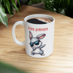 Mug Personnalisable Personnalisé Prénom Texte animal animaux  Lapin Qui Dab pour enfant et adulte