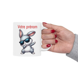 Mug Personnalisable Personnalisé Prénom Texte animal animaux  Lapin Qui Dab pour enfant et adulte
