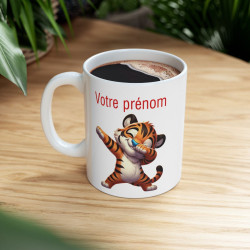 Mug Personnalisable Personnalisé Prénom Texte animal animaux Tigre Qui Dab pour enfant et adulte