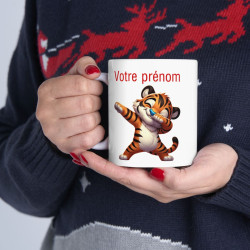 Mug Personnalisable Personnalisé Prénom Texte animal animaux Tigre Qui Dab pour enfant et adulte