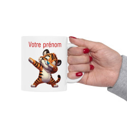 Mug Personnalisable Personnalisé Prénom Texte animal animaux Tigre Qui Dab pour enfant et adulte