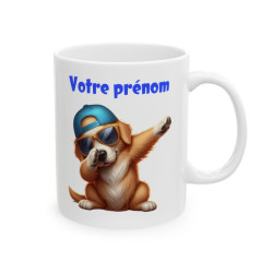 Mug Personnalisable Prénom Texte animaux animal Chien Qui Dab pour enfant et adulte