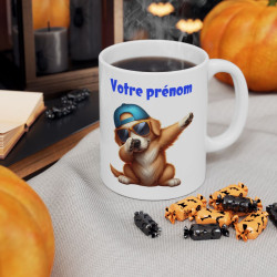 Mug Personnalisable Prénom Texte animaux animal Chien Qui Dab pour enfant et adulte