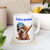 Mug Personnalisable Prénom Texte animaux animal Chien Qui Dab pour enfant et adulte