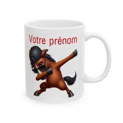 Mug Personnalisable personnalisé Prénom Texte animal animaux  Cheval Qui Dab pour enfant et adulte