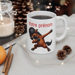 Mug Personnalisable personnalisé Prénom Texte animal animaux  Cheval Qui Dab pour enfant et adulte