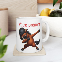Mug Personnalisable personnalisé Prénom Texte animal animaux  Cheval Qui Dab pour enfant et adulte