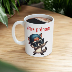 Mug Personnalisable Personnalisé Prénom Texte animal animaux Loup Qui Dab pour enfant et adulte