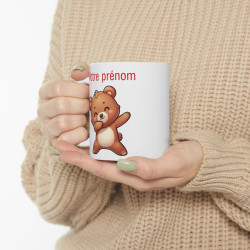 Mug Personnalisable Personnalisé Prénom Texte animal animaux Ours Qui Dab pour enfant et adulte